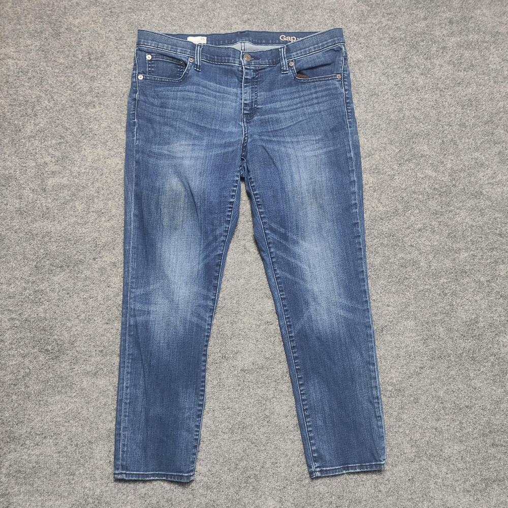 Gap 1969 Jeans Womens 31R Blue Medium Wash Mid Rise Boyfriend Crop Denim
